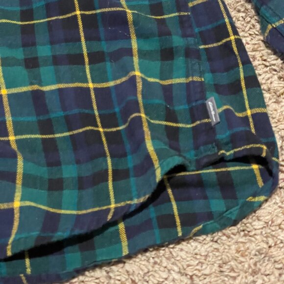 Eddie Bauer Plaid Flannel Button Down Shirt Green Blue Size S - Picture 8 of 9